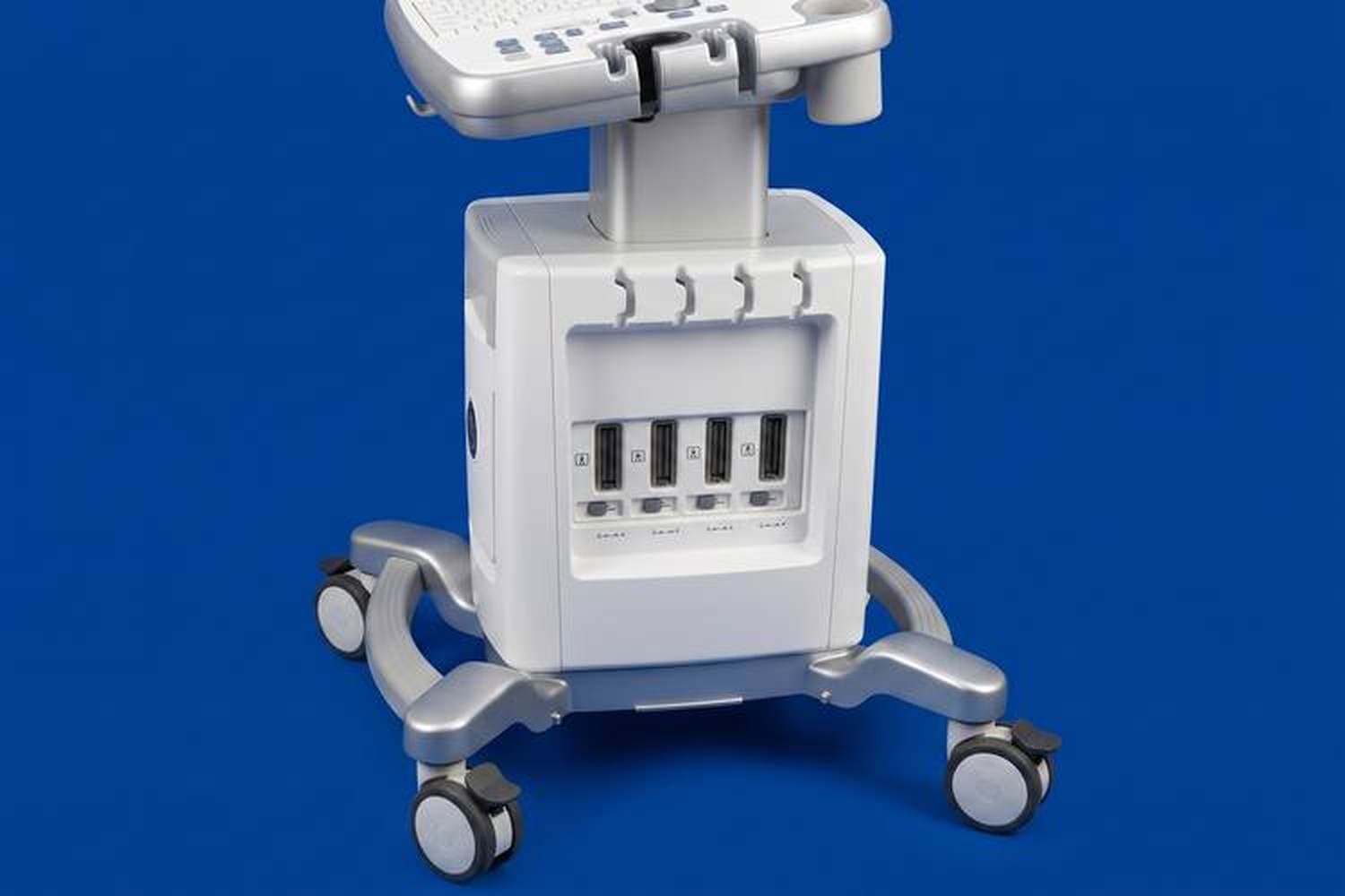 Rear of the GE Vivid T8 with probe holders